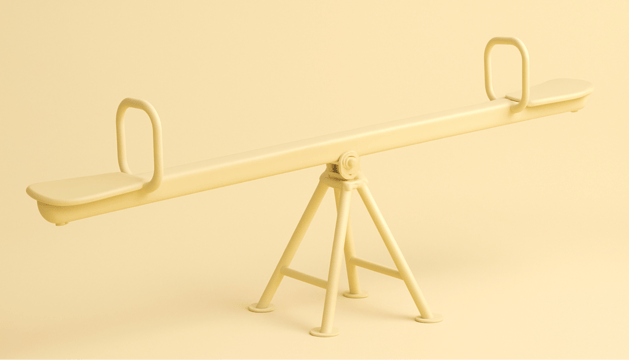 A see saw showing an upward trend